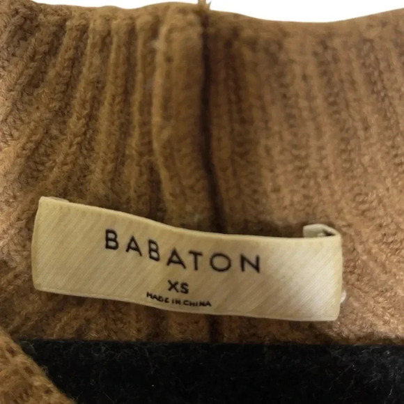 Aritzia Babaton Tan Chalmers Wool Linen Ribbed Long Sleeve Sweater Size XS - Picture 9 of 10